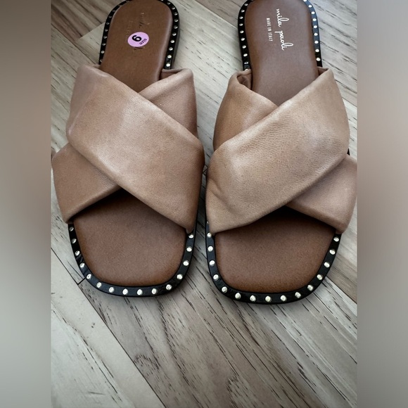 Mila Paoli Brown Leather Slide Sandals Made in Italy Size 9.5 - Picture 6 of 9